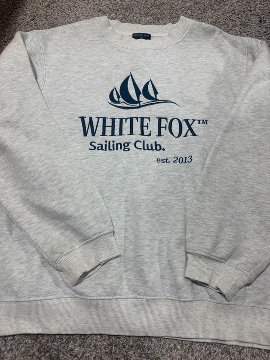 White Fox Boutique Tops - White Fox Boutique Light Gray Sailing Club Logo Sweatshirt